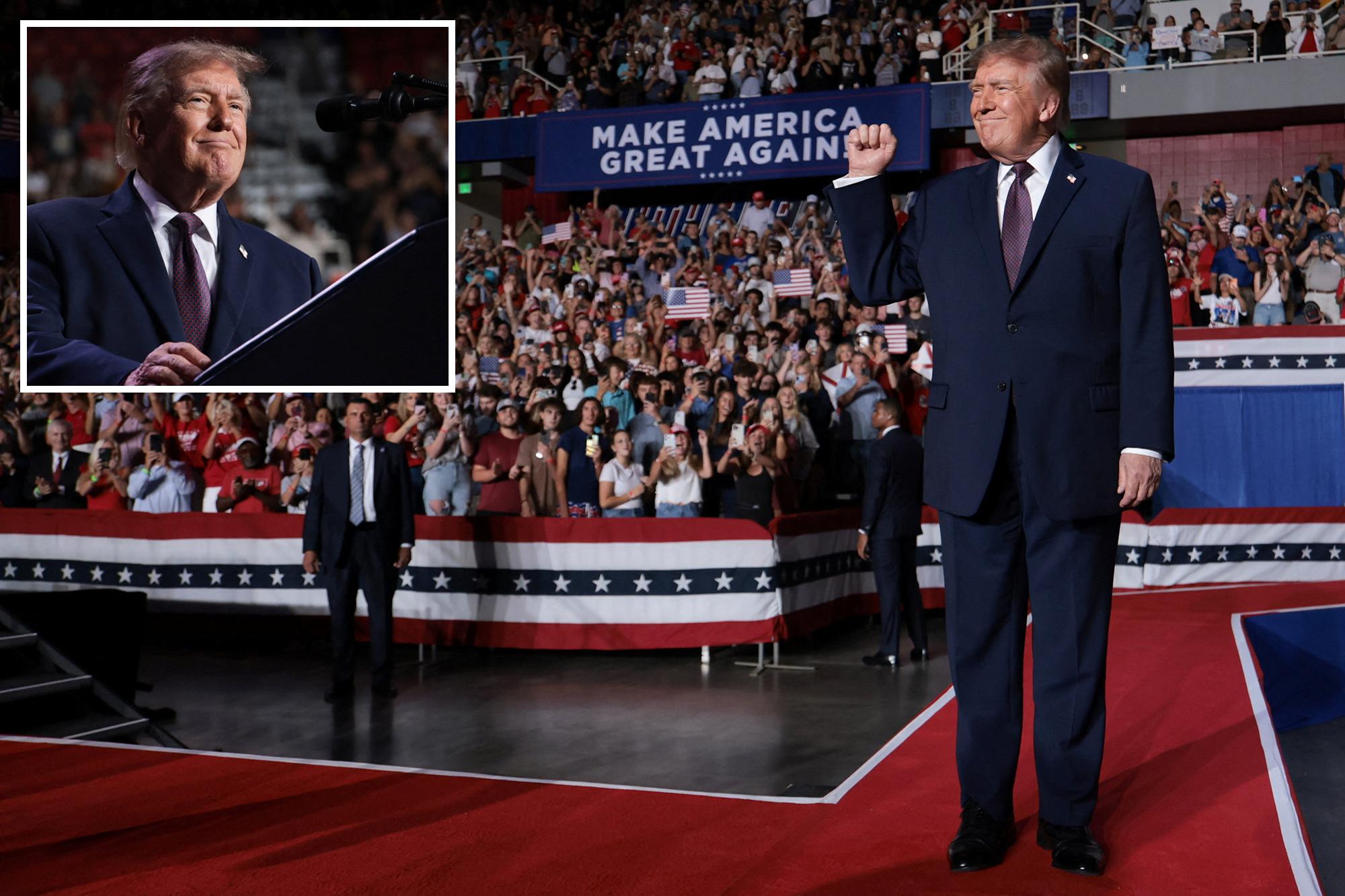 Trump calls midterm rally in Alabama ‘a sign of respect’ to the deep-red state: ‘It sort of all began here’ us president donald trump raises 143533178