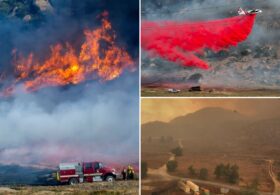 Crews battle fast-growing wildfire in windy Southern California that’s forced residents to evacuate