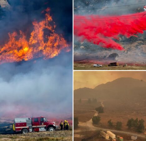Crews battle fast-growing wildfire in windy Southern California that’s forced residents to evacuate