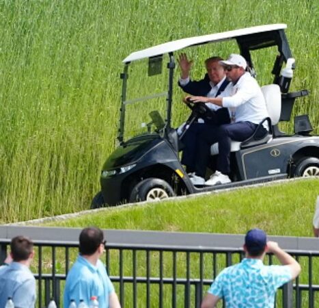 Trump attends LIV Golf tournament at Trump National Golf Club Washington DC