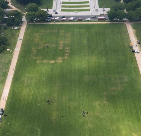 Pattern on National Mall grass appears to show ‘8647,’ numbers associated with threats to Trump