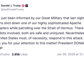 Trump Directs Military To Respond To Iran Shooting Down AH-64 Apache Helicopter In Strait Of Hormuz