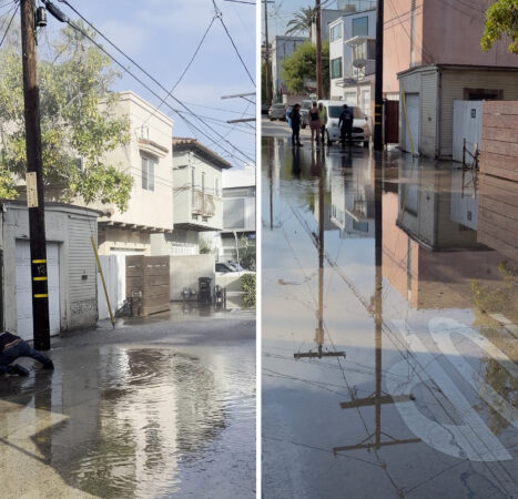Shocking scene in Venice Canals as  water pipe rupture floods neighborhood