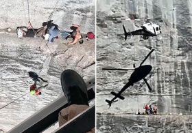 Heart-stopping moment rock climber is trapped 700ft up notorious California ledge ‘Power Dome’