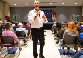 Despite Trump poll drops, Newsom urges Democrats not to ‘spike the football’