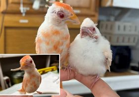 Pennsylvania wildlife center welcomes pair of extremely rare albino cardinals, a ‘1 in 30,000’ chance